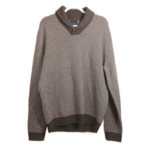 Jos. A. Bank Pullover Sweater Mens Medium Brown Wool Houndstooth Dad Grandpacore